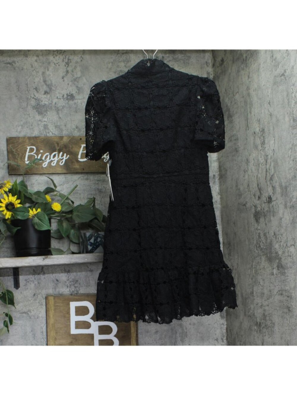 NWT Aqua Womens Floral Lace Mock Neck Mini Dress IDM11073 Black S - Picture 3 of 9